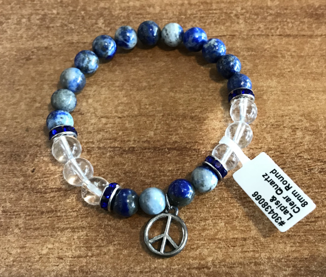 Lapis and Clear Quartz Charm Bracelet