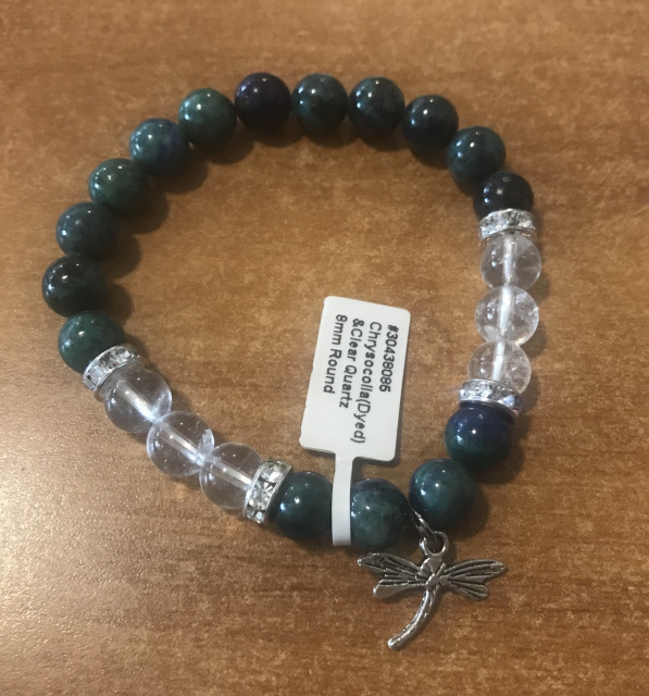 Chrysocolla & Quartz charm bracelet 