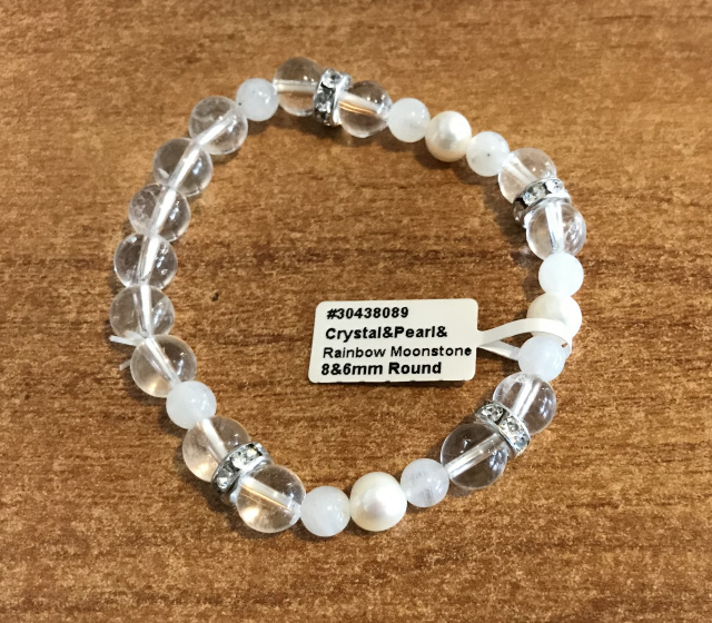 Quartz, Pearl and Rainbow Moonstone Bracelet