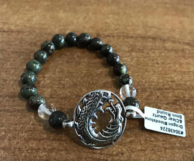 Dragon Bloodstone and Quartz Charm Bracelet 