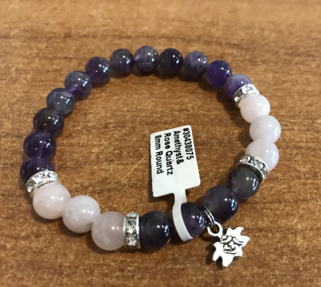 Amethyst and Rose Quartz Charm Bracelet