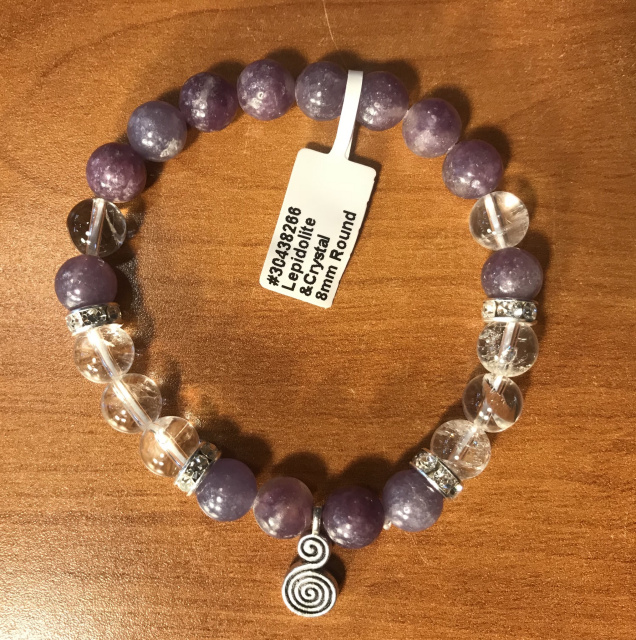 Lepidolite and Quartz charm bracelet