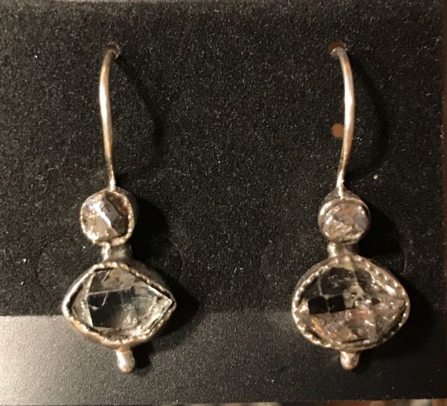 Herkimer Diamond with Metieorite Earrings