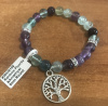 Rainbow fluorite tree of life charm bracelet 
