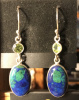 Peridot and Azurite earrings